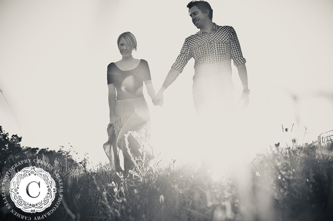 outdoor happy sunburst engagement photograph