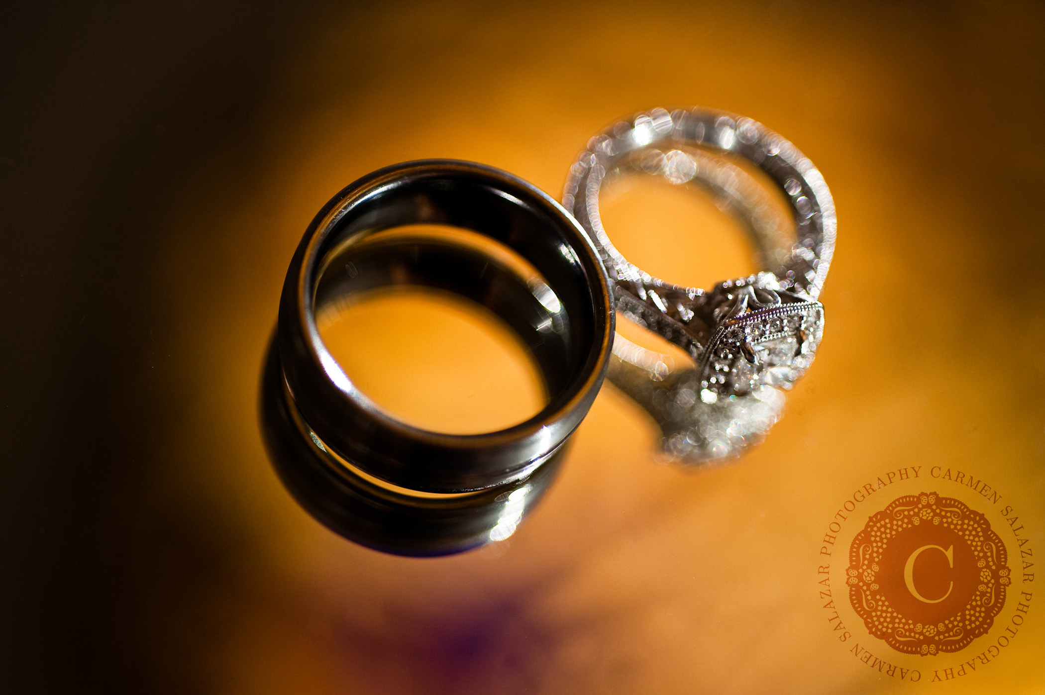 colorful wedding ring detail photography