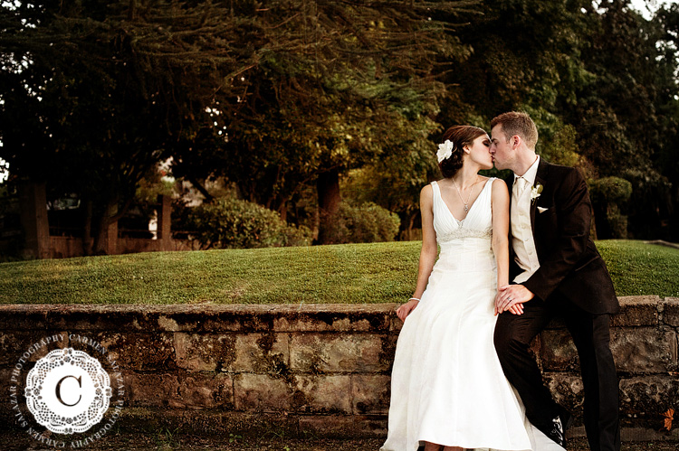 sweet newlyweds kissing Vizcaya photograph