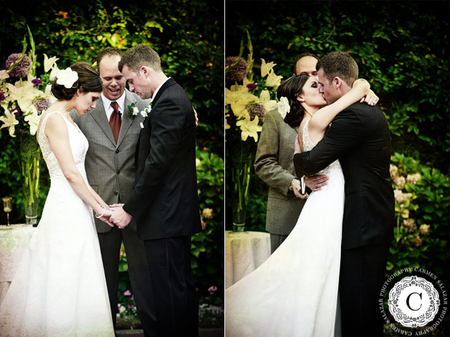 romantic wedding ceremony and kiss photography