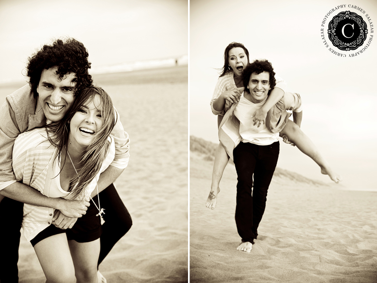 fun beach engagement pictures