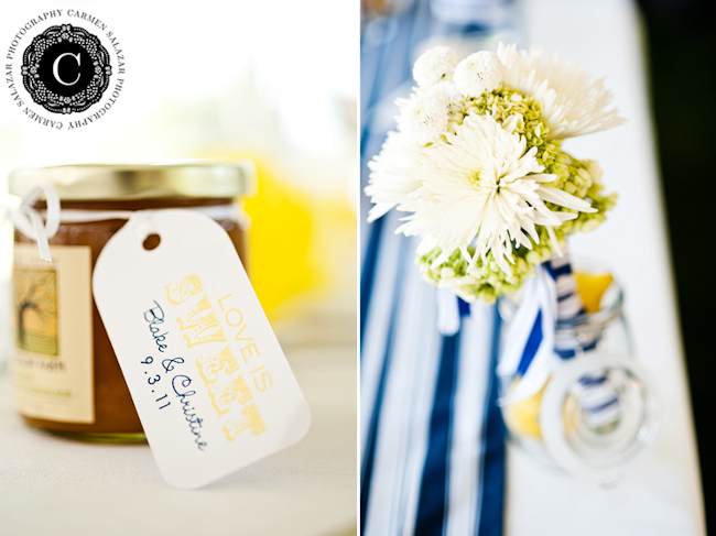 yellow and blue wedding detail photos