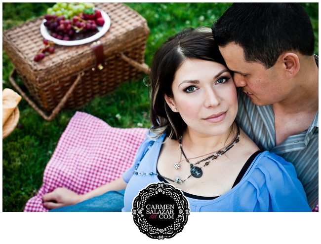 Romantic picnic engagement photography