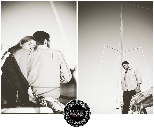 Classic black and white engagement photo