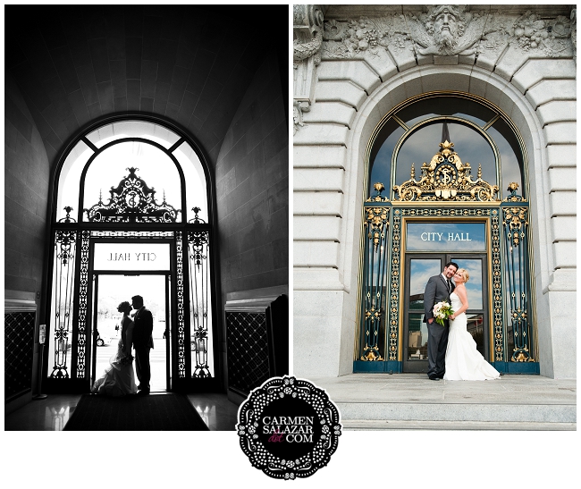 Bold SF City Hall wedding portraits