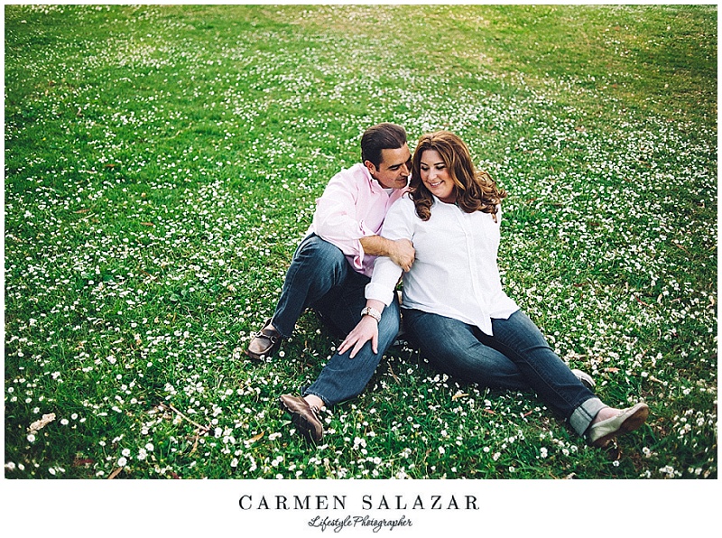 flower field engagement photo