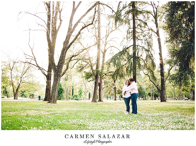 Park engagement photo in Sacramento