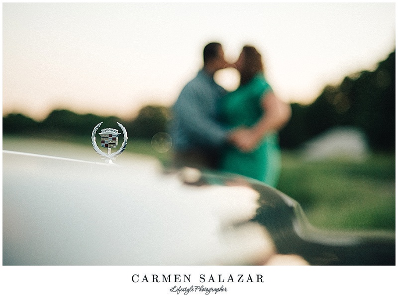 classic car engagement photo