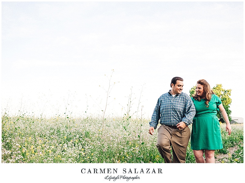 Sacramento Flower field engagement photo