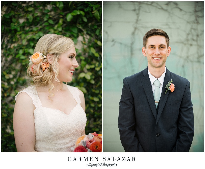 creative wedding portraits with a bride and groom