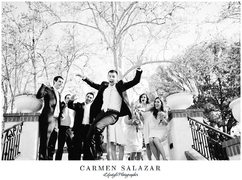 fun bridal party photos in black and white
