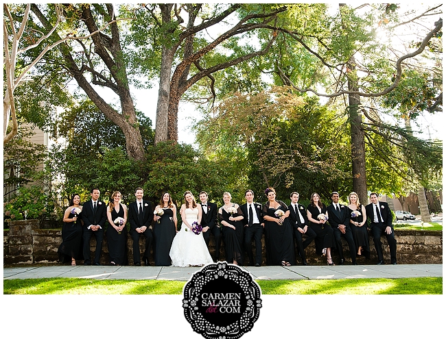 classic black and white bridal party