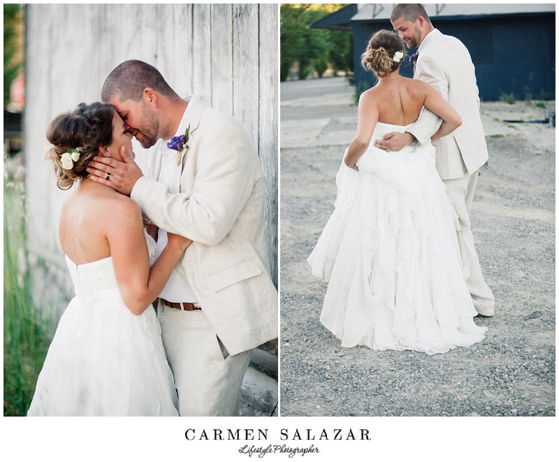 tender moment captured of a bride and groom at a Sacramento Outdoor Wedding