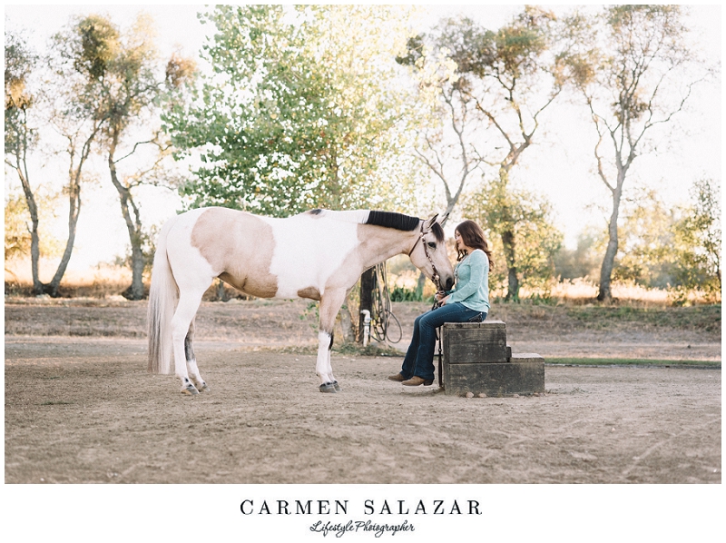 horse and teen portrait during sunset at Twin Palms Loomis - 001