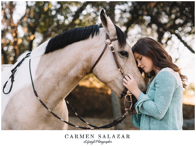 horse and teen portrait during sunset at Twin Palms Loomis - 004