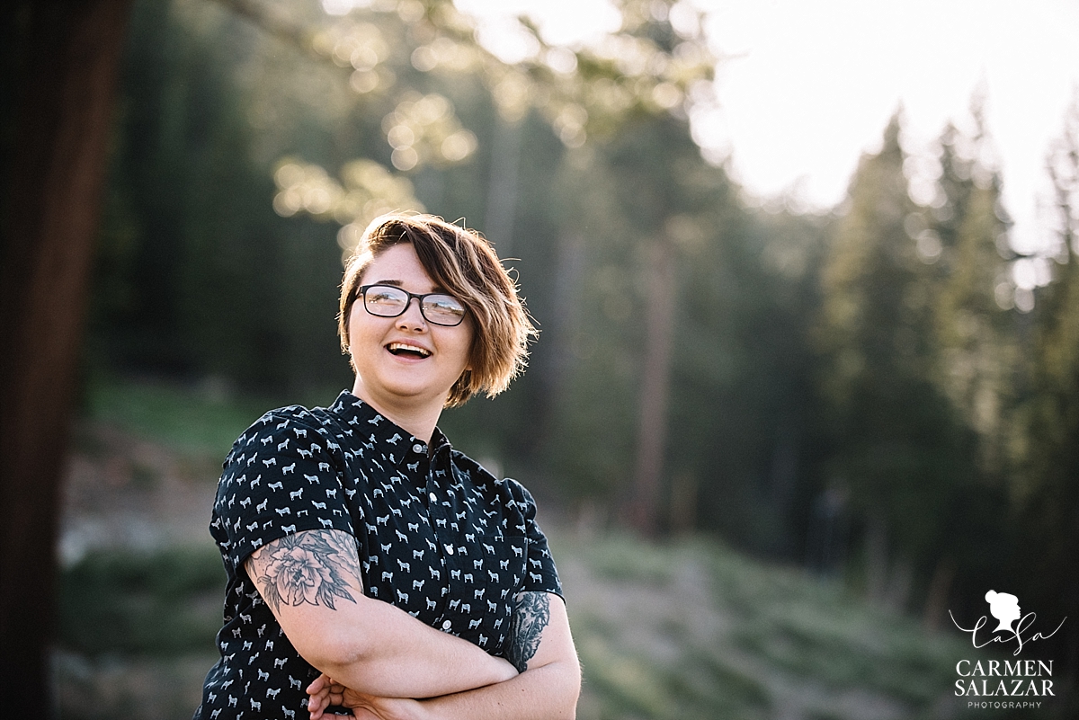 Girl Laughing in portrait in Lake Tahoe by Carmen Salazar