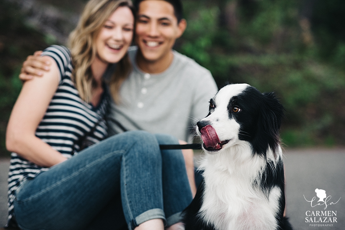 Playful engagement session pet inspiration - Carmen Salazar