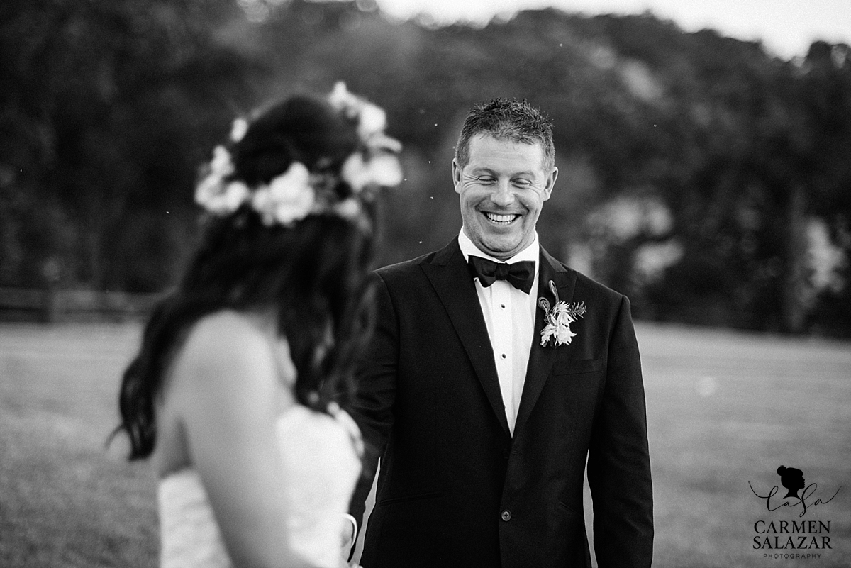 Laughing candid Sacramento groom - Carmen Salazar