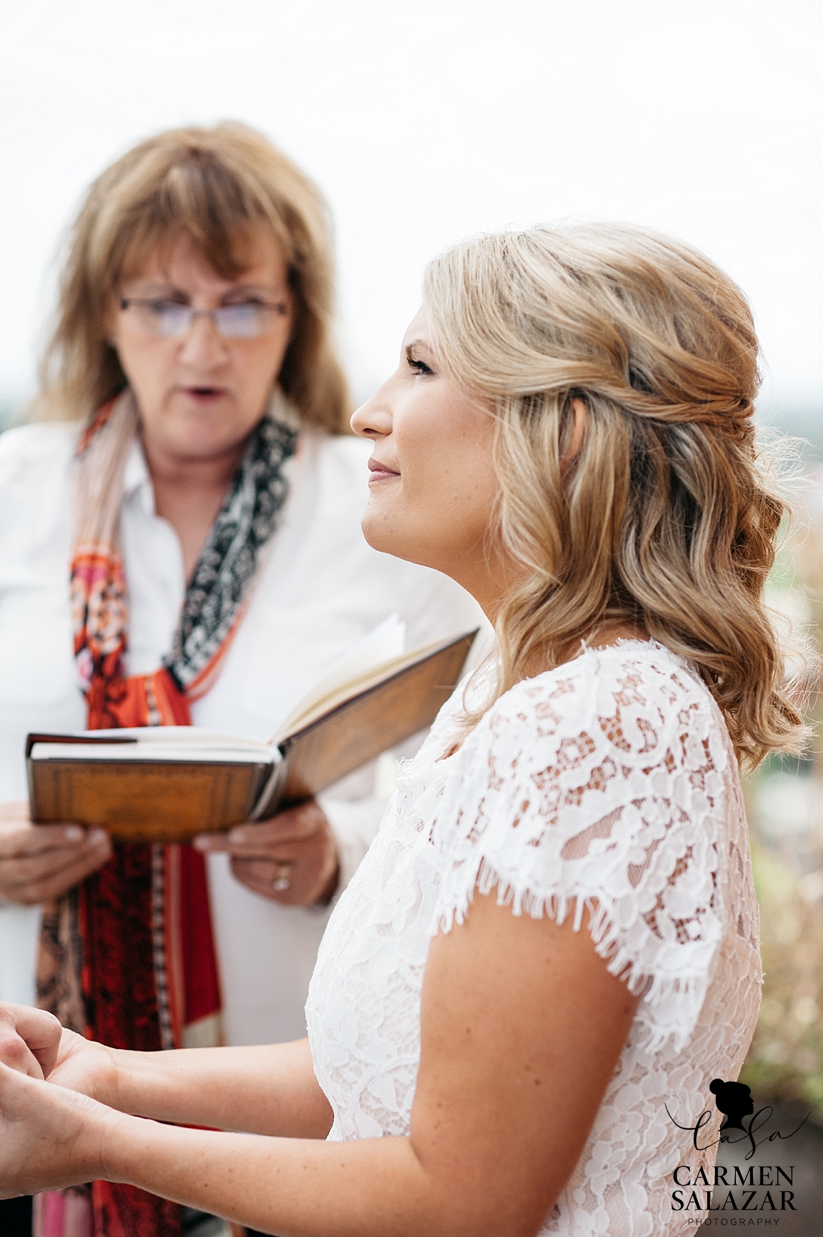 Emotional bride at Sacramento elopement ceremony 