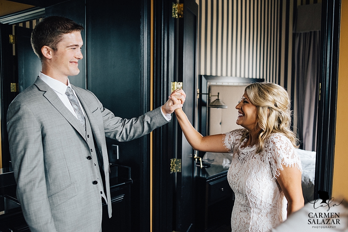 Cute after the wedding ceremony portrait