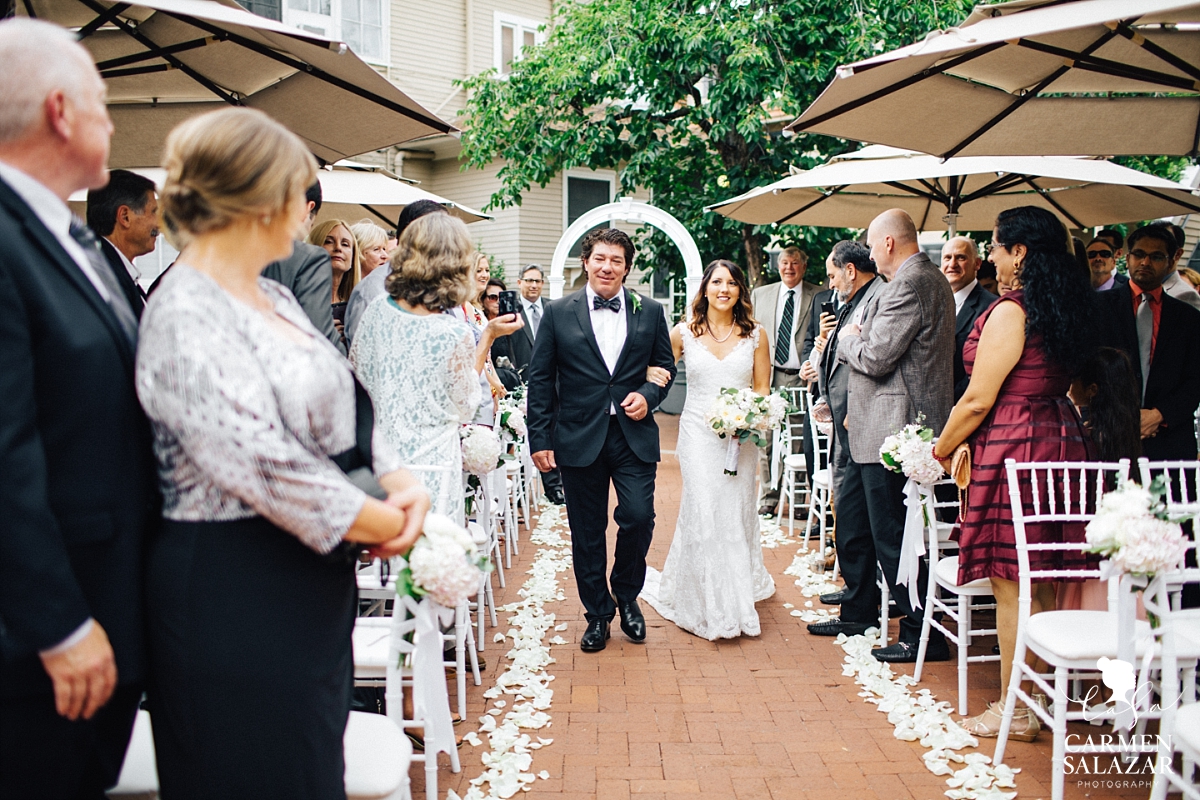 Bride and father walking down the aisle at Vizcaya Wedding by Carmen Salazar