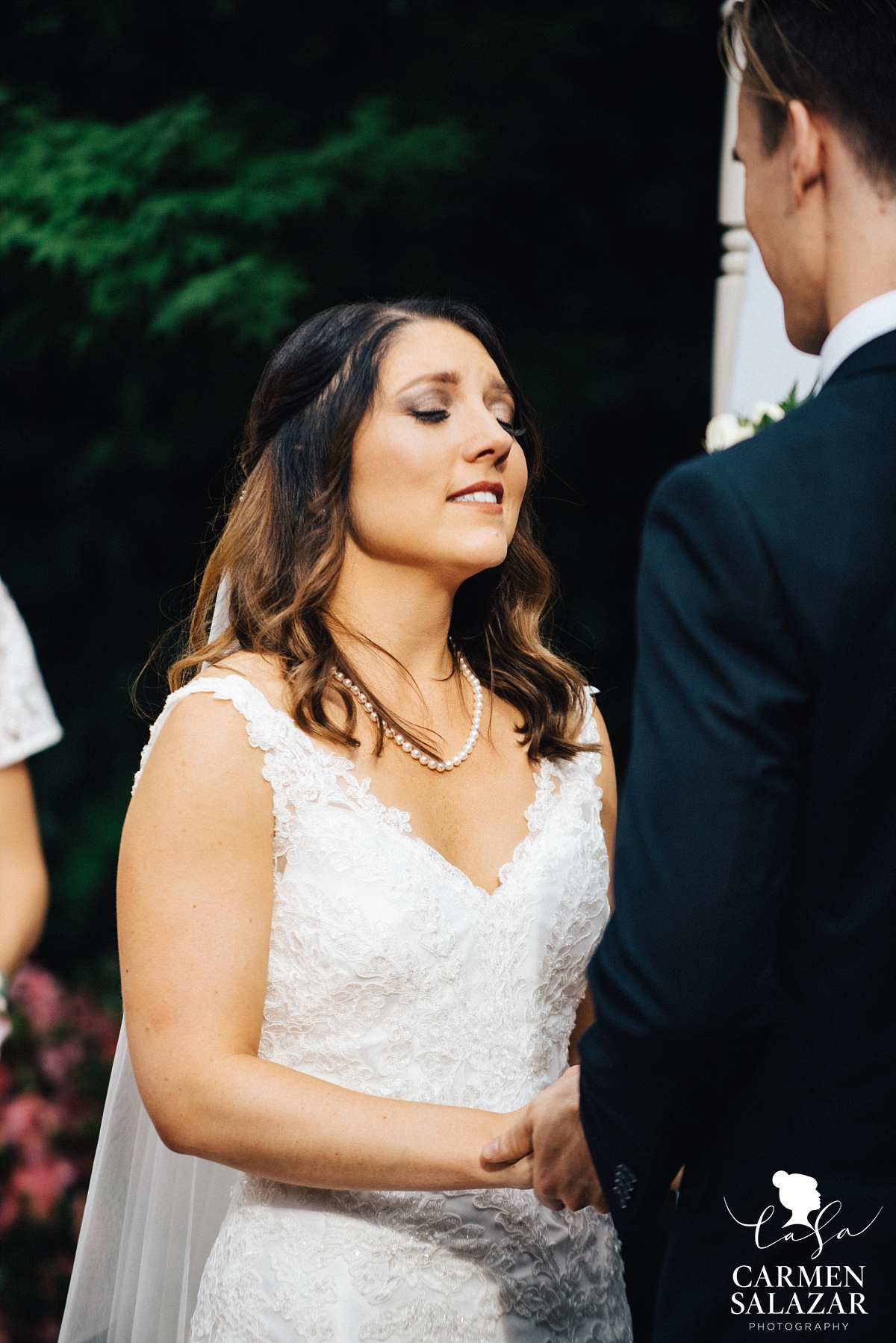 Emotional bride during ceremony - Carmen Salazar