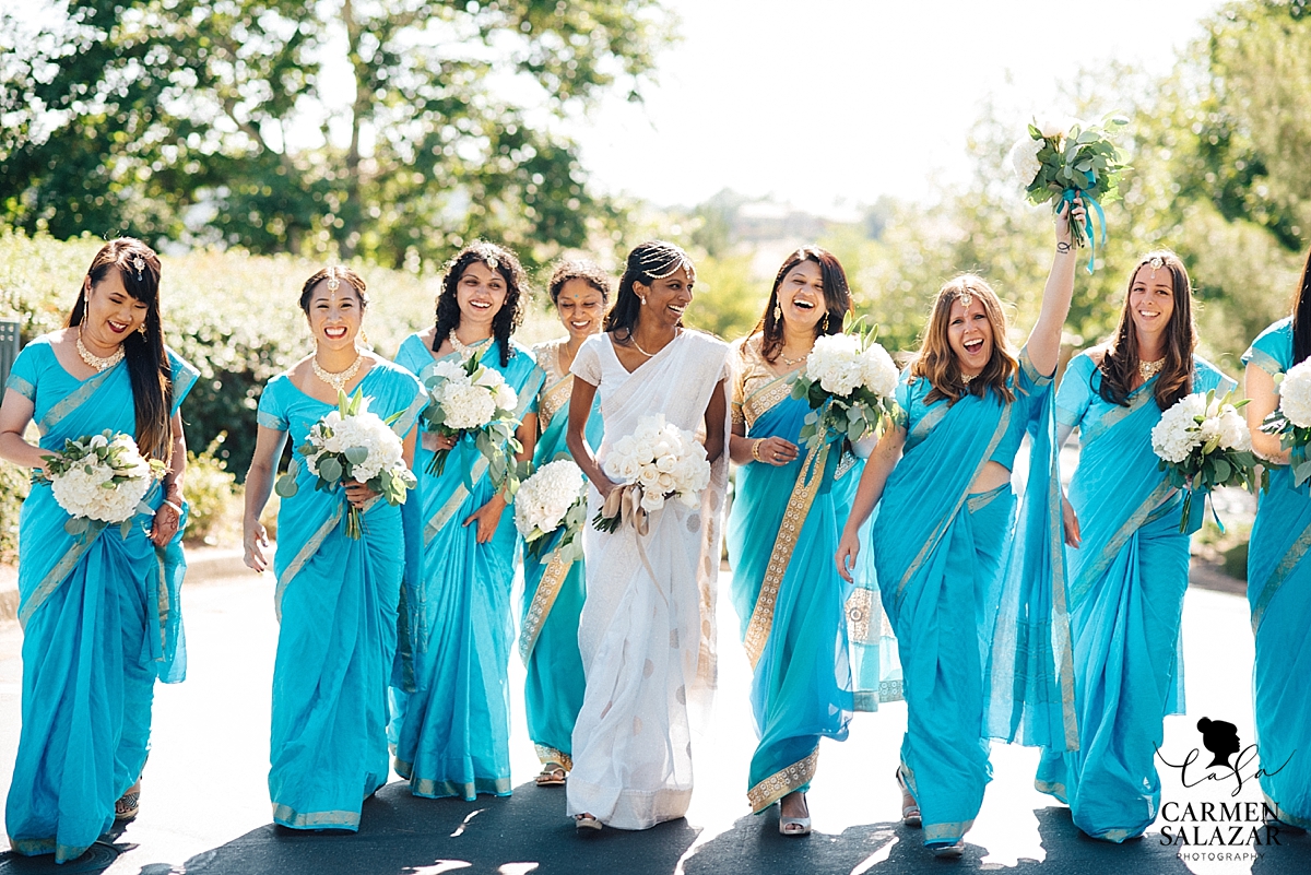 Bride with bridesmaids in gorgeous sarees - Carmen Salazar