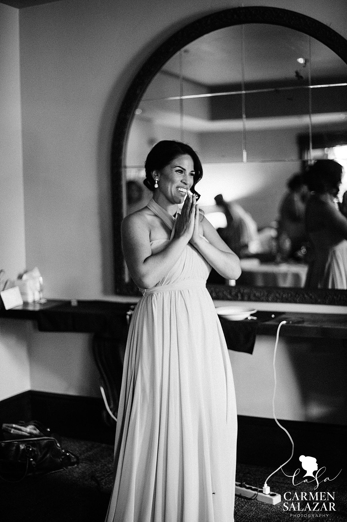 Emotional bridesmaid at Wine and Roses wedding - Carmen Salazar