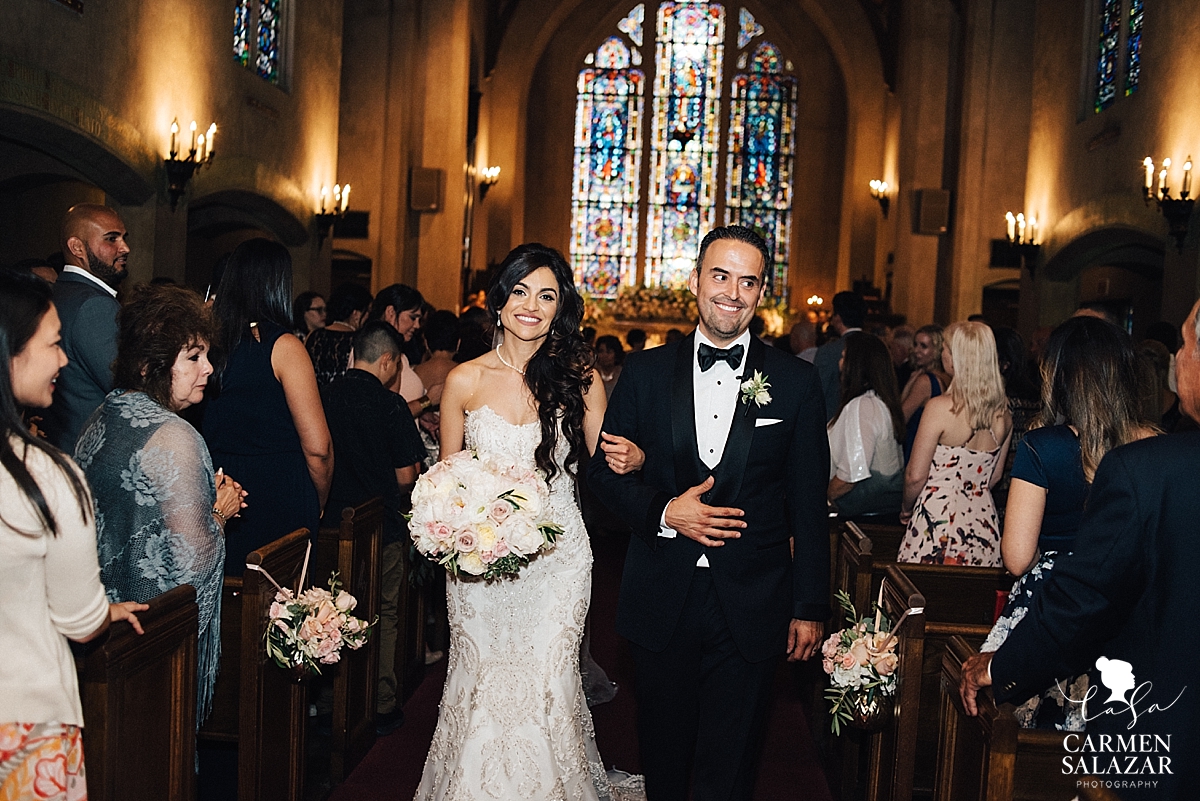 Stockton UOP Morris Chapel newlyweds at catholic wedding - Carmen Salazar