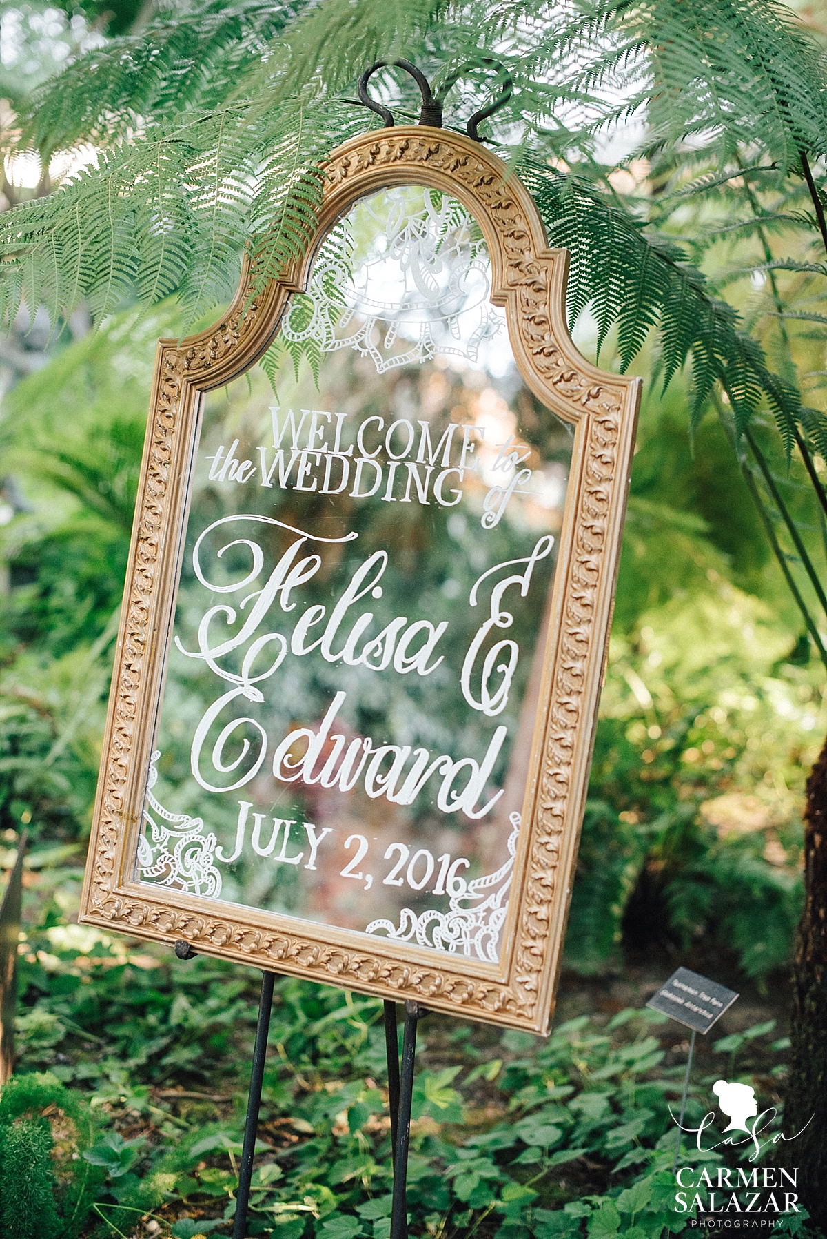 Boho inspired brass wedding mirror sign - Carmen Salazar