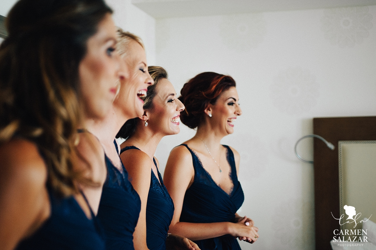 Giggling bridesmaids at Fairmont Hotel - Carmen Salazar