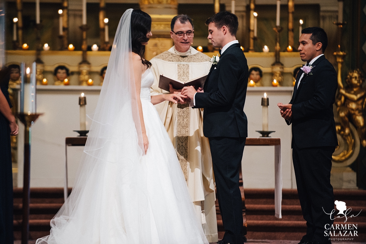 Exchanging of rings at Santa Clara Mission - Carmen Salazar