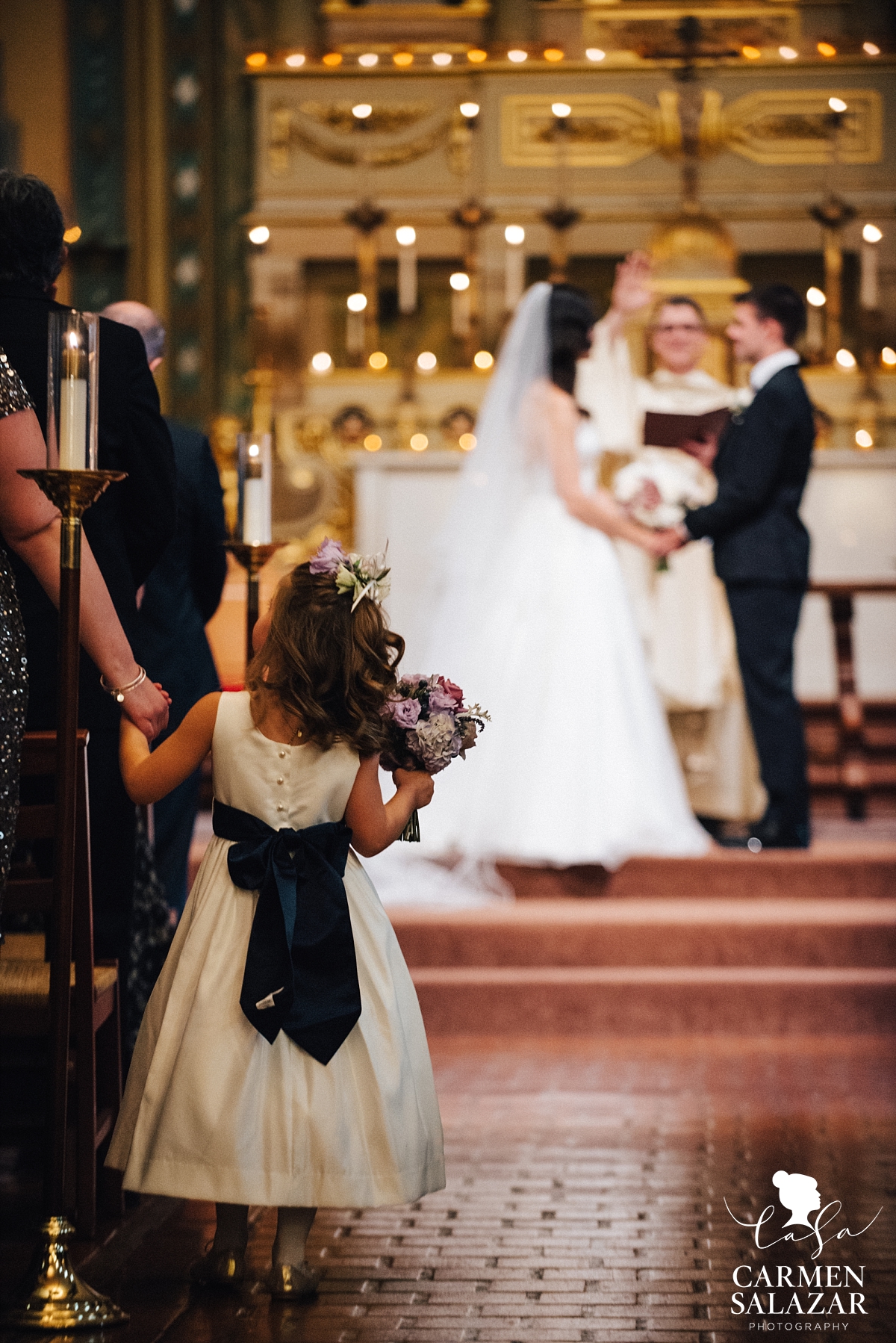 Sweet flower girl at Santa Clara Mission - Carmen Salazar