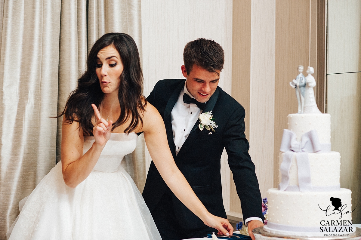 Bride telling flower girls to wait for cake - Carmen Salazar