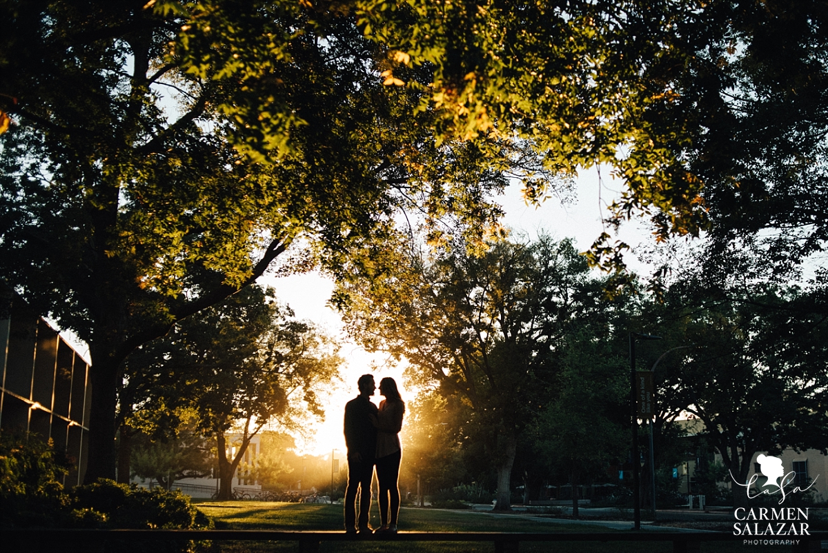 Sunburst Silhouette Engagement Photography - Carmen Salazar