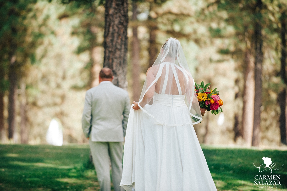 Tahoe outdoor first look wedding photography - Carmen Salazar