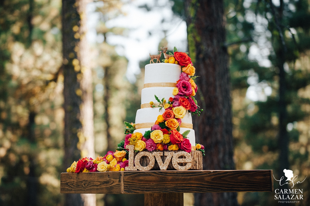 Colorful hipster wedding cake design with deer - Carmen Salazar