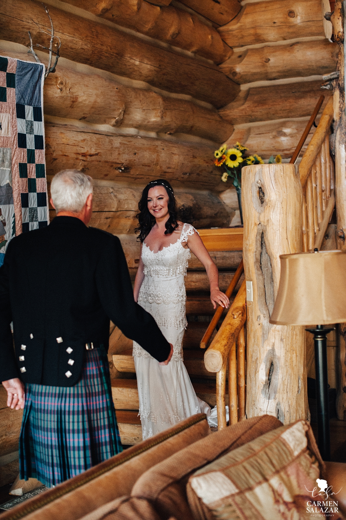 Bride seeing father before ceremony - Carmen Salazar