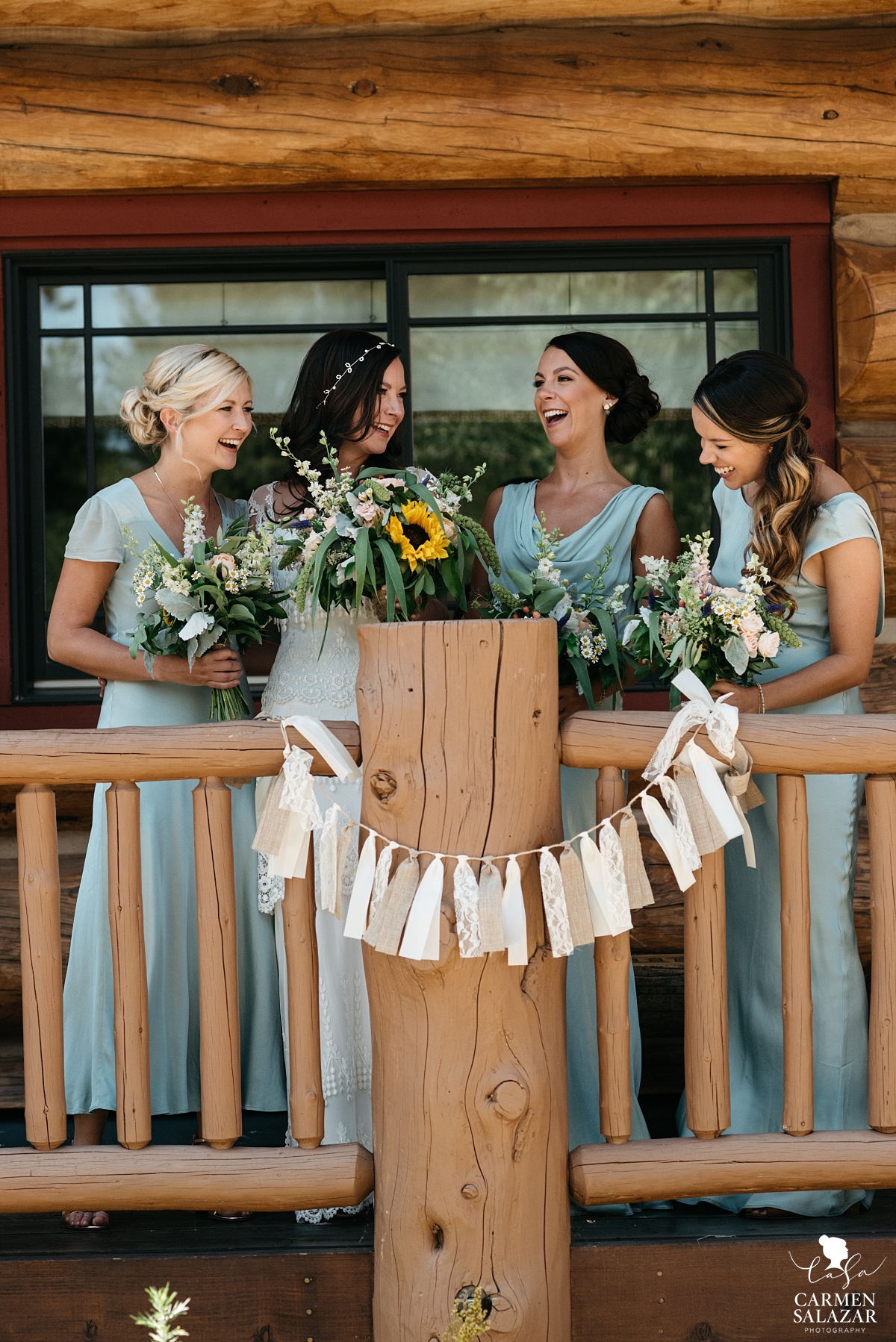 Bridal party hanging out at The Hideout cabin - Carmen Salazar