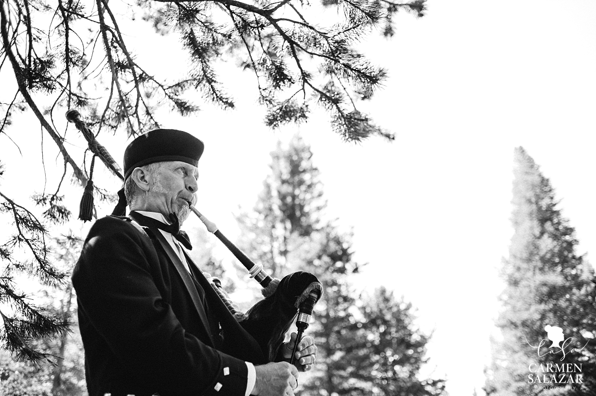 Scottish bagpipes at Kirkwood wedding - Carmen Salazar