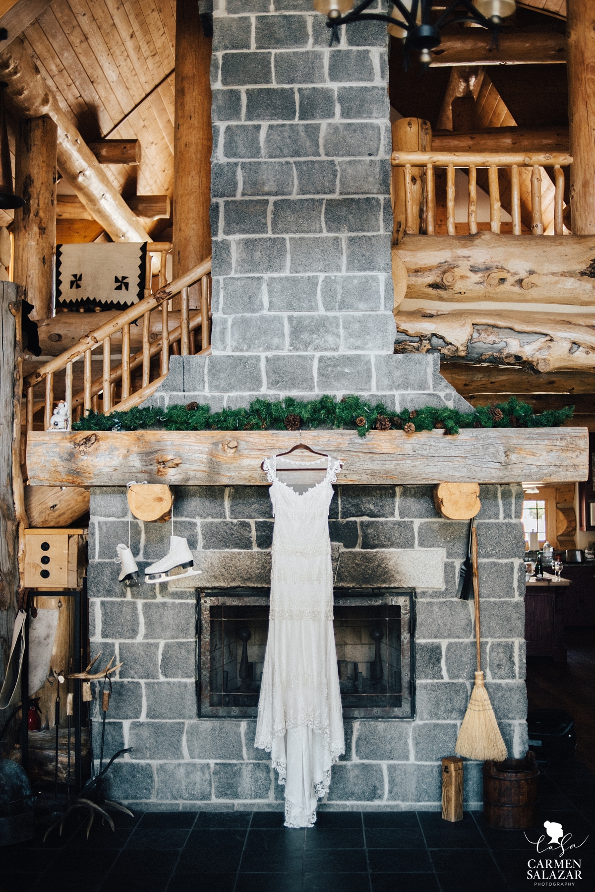 Rustic wedding cabin with vintage wedding gown - Carmen Salazar