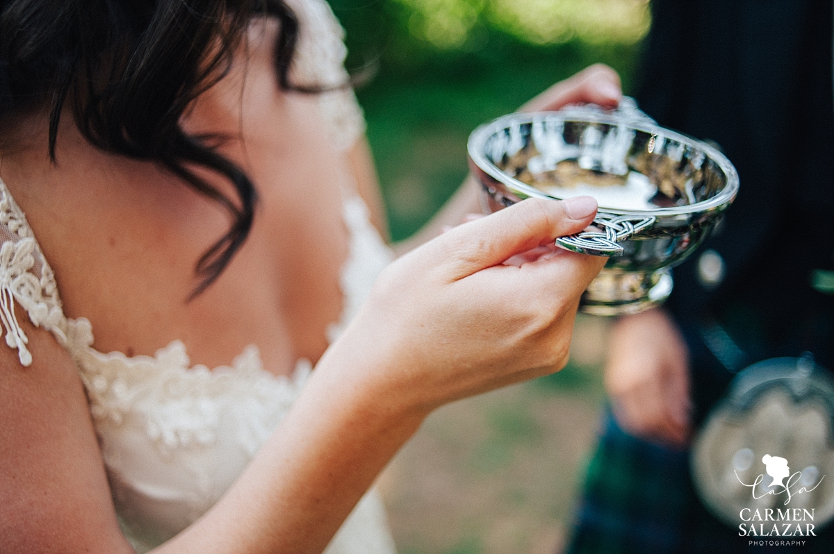 Ornate wedding quaich at Tahoe wedding - Carmen Salazar