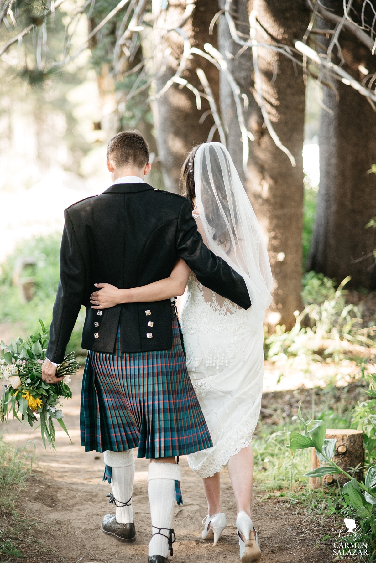 Classic vintage bride and groom after ceremony - Carmen Salazar