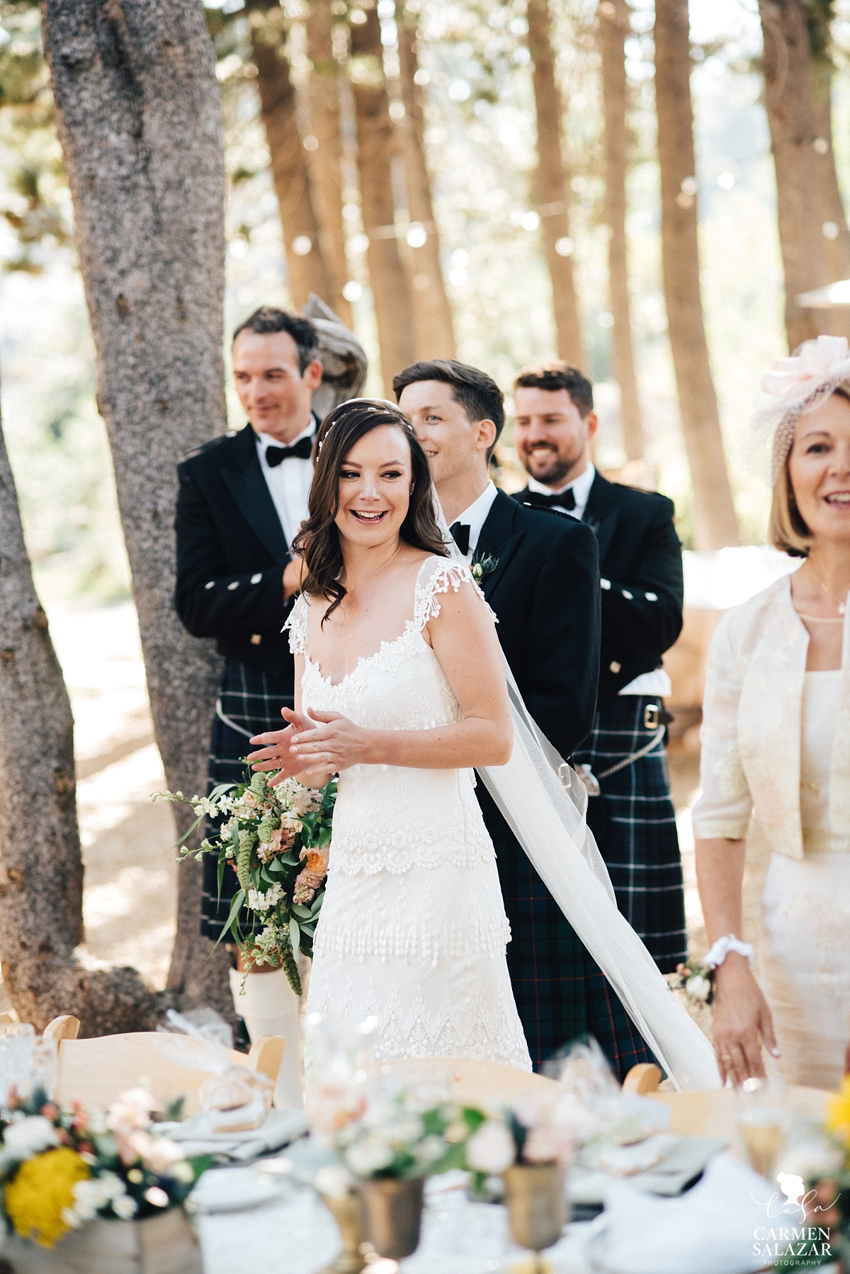 Beautiful bride and groom entrance at The Hideout - Carmen Salazar