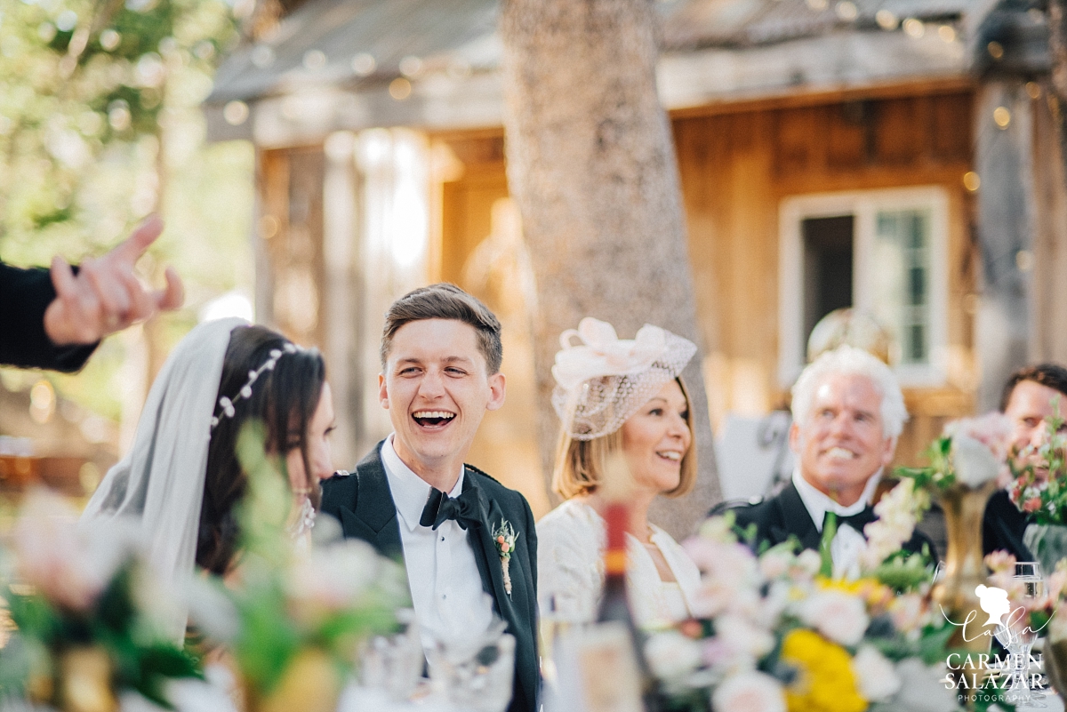 Laughing vintage styled Tahoe groom - Carmen Salazar