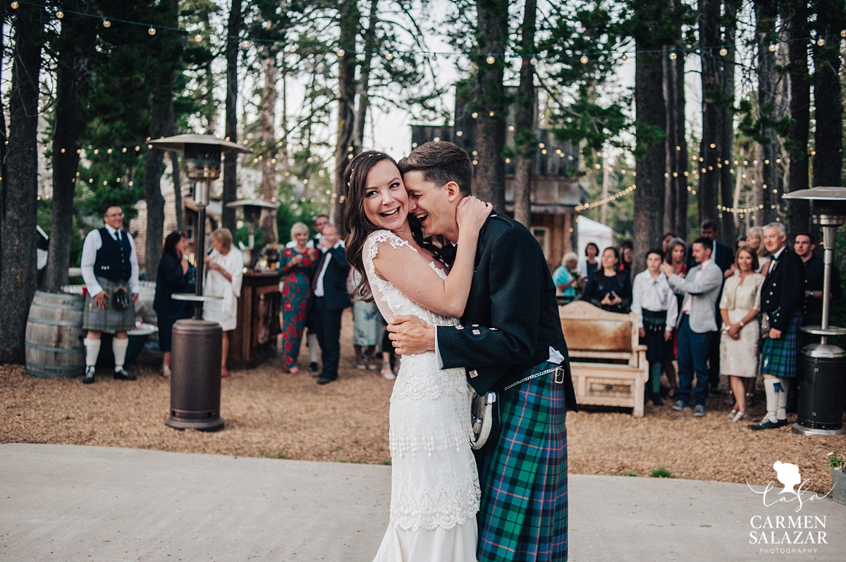 Playful first dance at The Hideout Tahoe reception - Carmen Salazar