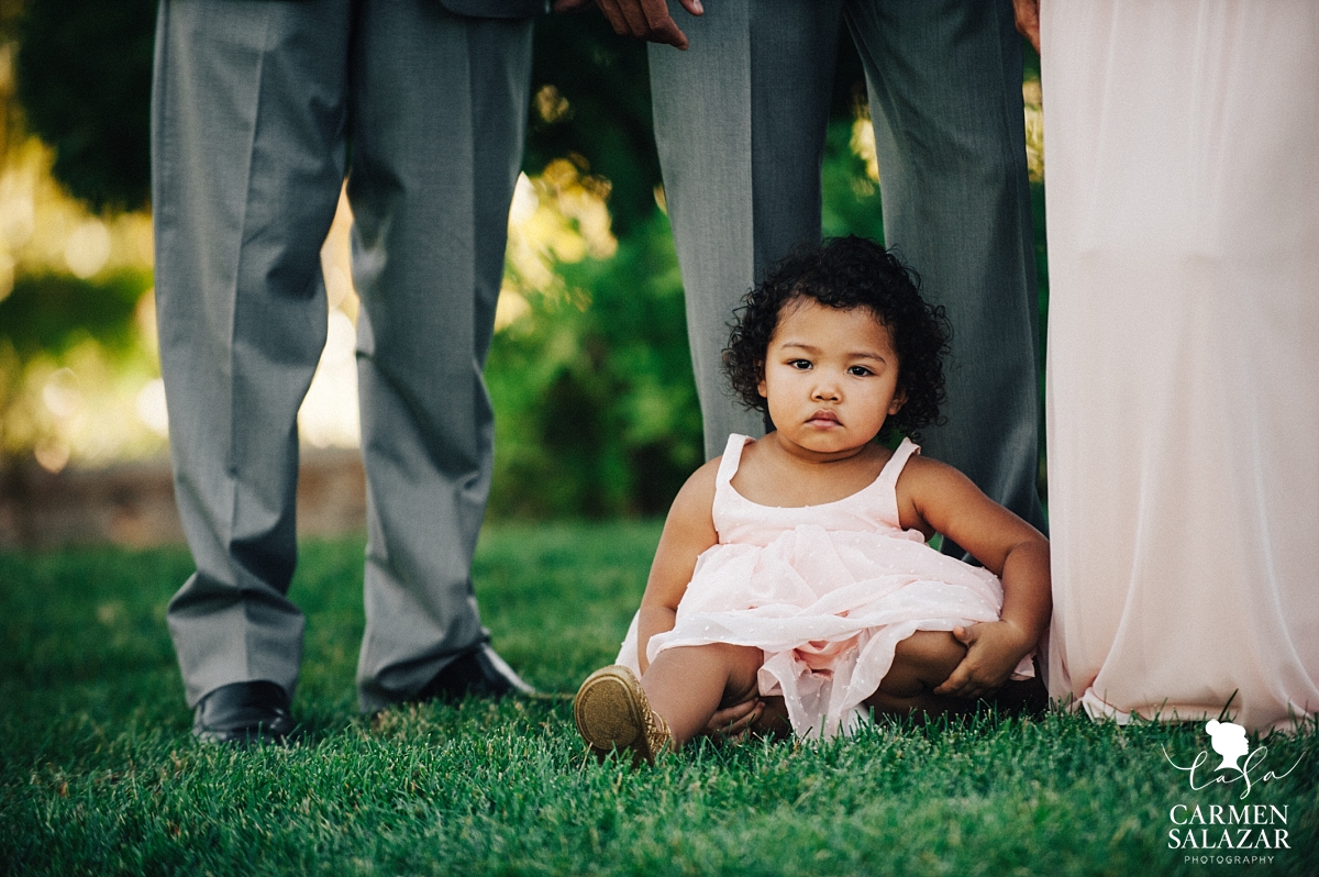 Adorable bridal party baby in pink dress - Carmen Salazar