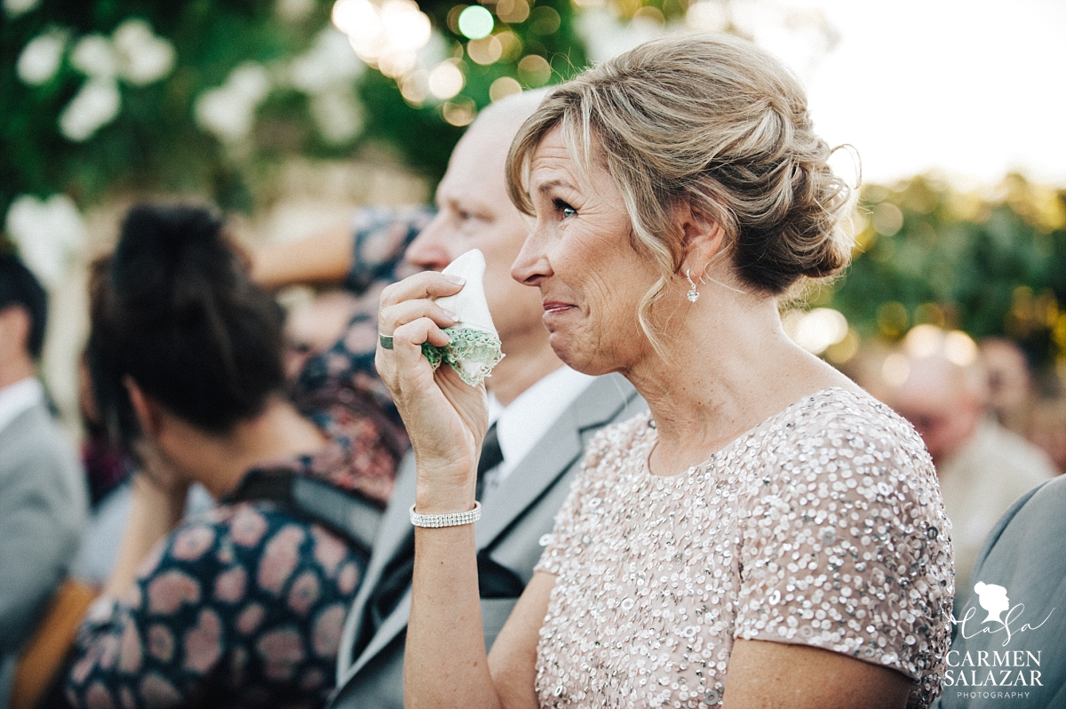 Crying mother of the bride at sweet ceremony - Carmen Salazar