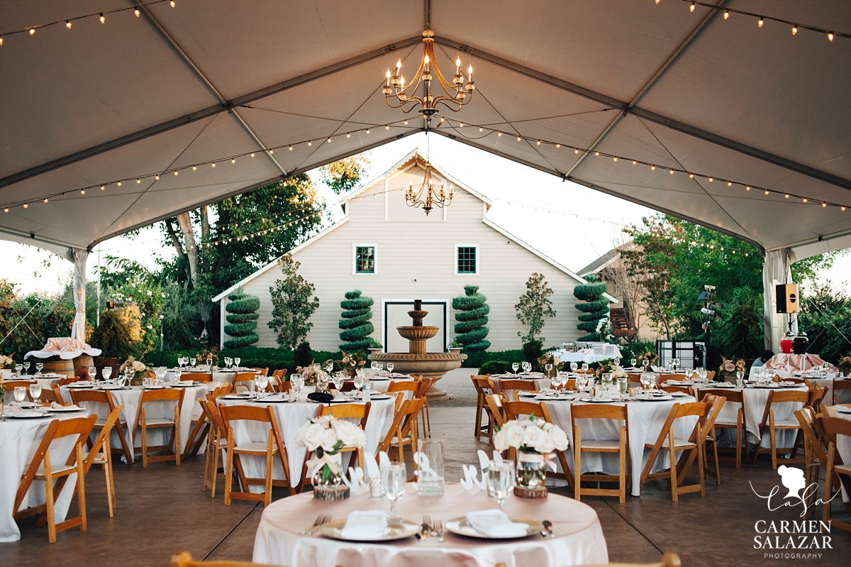 Lovely tented outdoor Scribner Bend reception - Carmen Salazar