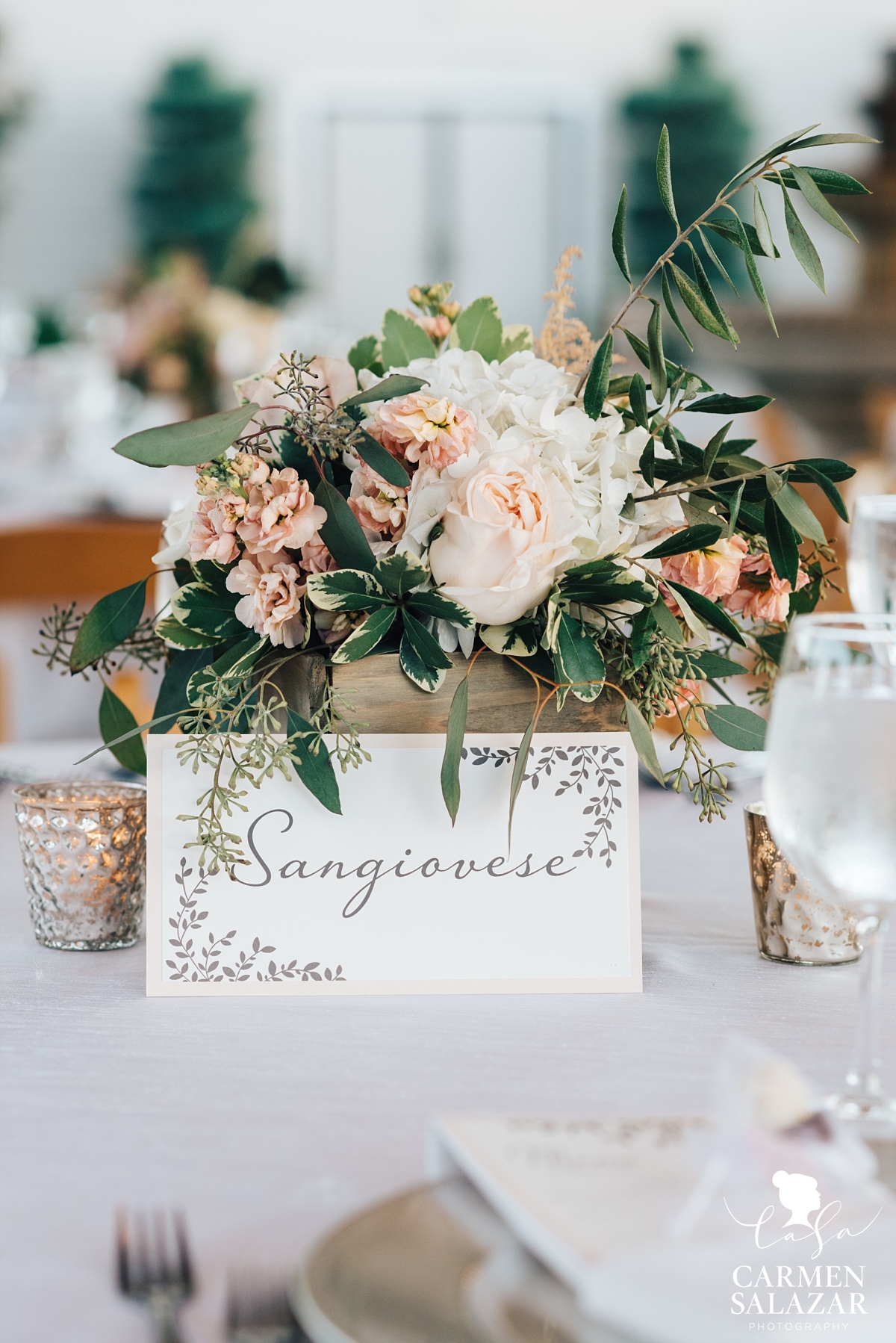 Winery-themed wedding reception place cards - Carmen Salazar